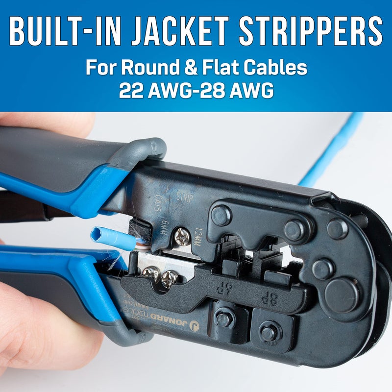 Jonard Tools UC-864 6-in-1 Modular Cut Strip and Crimping Tool for CAT3, CAT5e, CAT6, CAT6A cables and RJ11, RJ12, RJ45 Connectors - Image 4